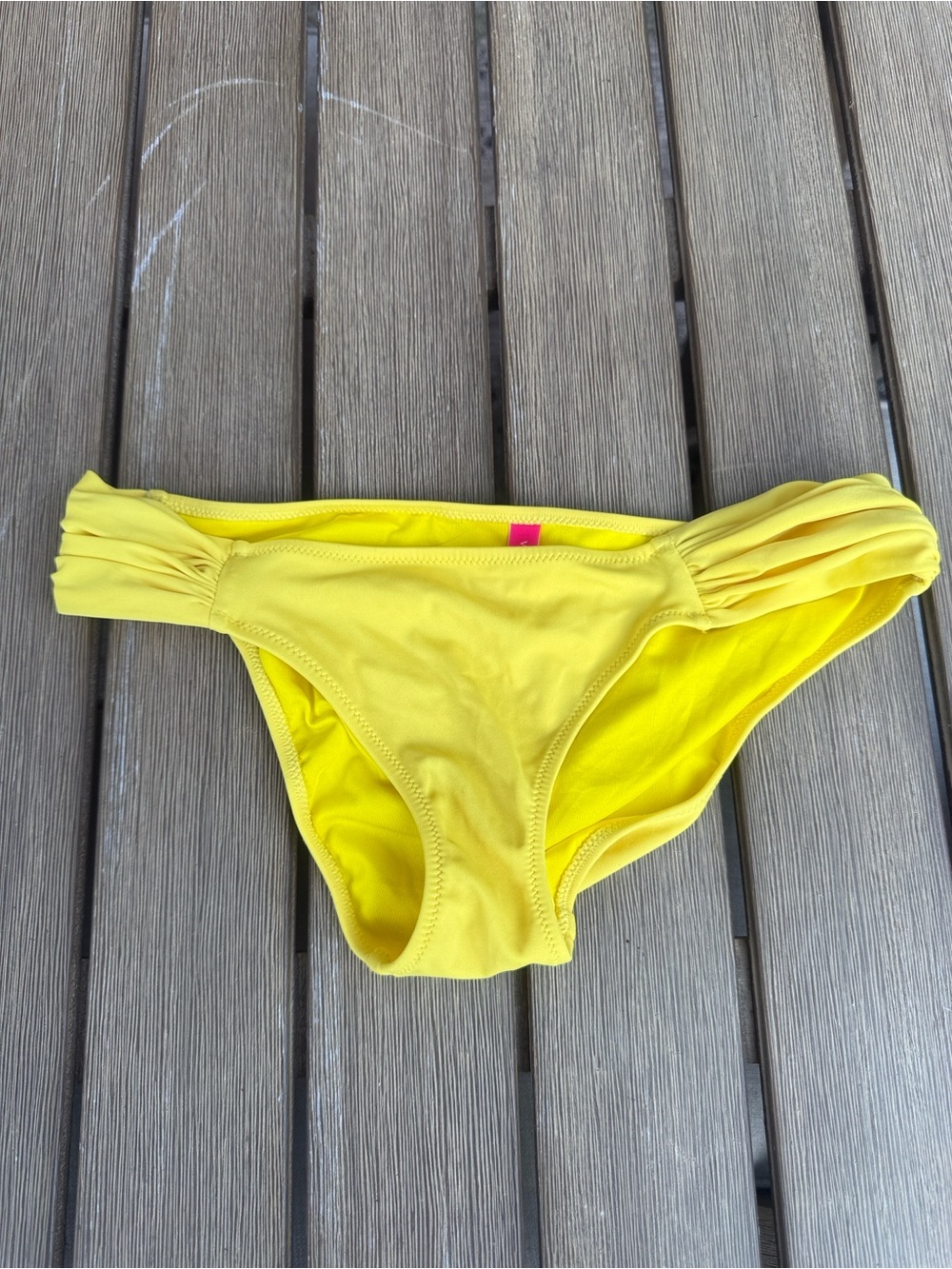 Victoria's Secret Yellow Bikini Bottoms Size Small Ruched Side Swim Bottom